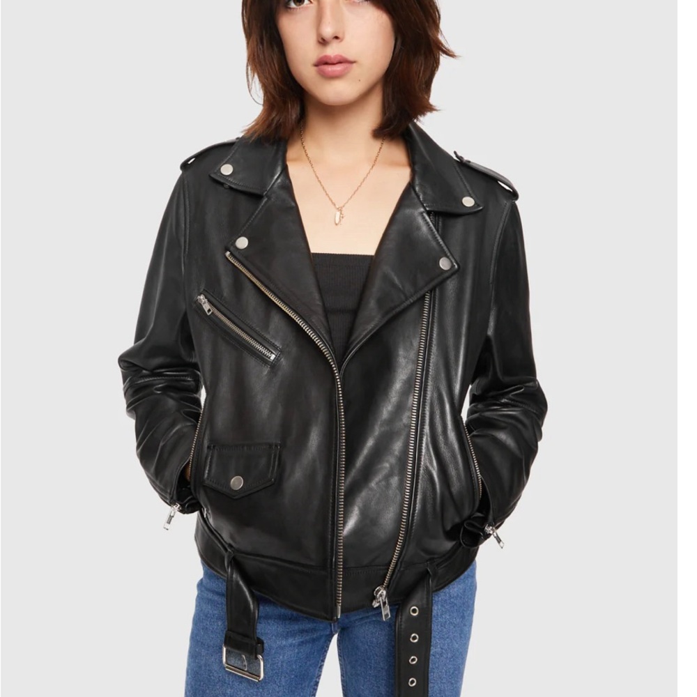 Black Leather Biker Jacket by Rebecca Minkoff - Picture 5 of 9